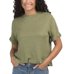 MAX STUDIO LONDON Sage Short Sleeve Ruffle Hem Sweater